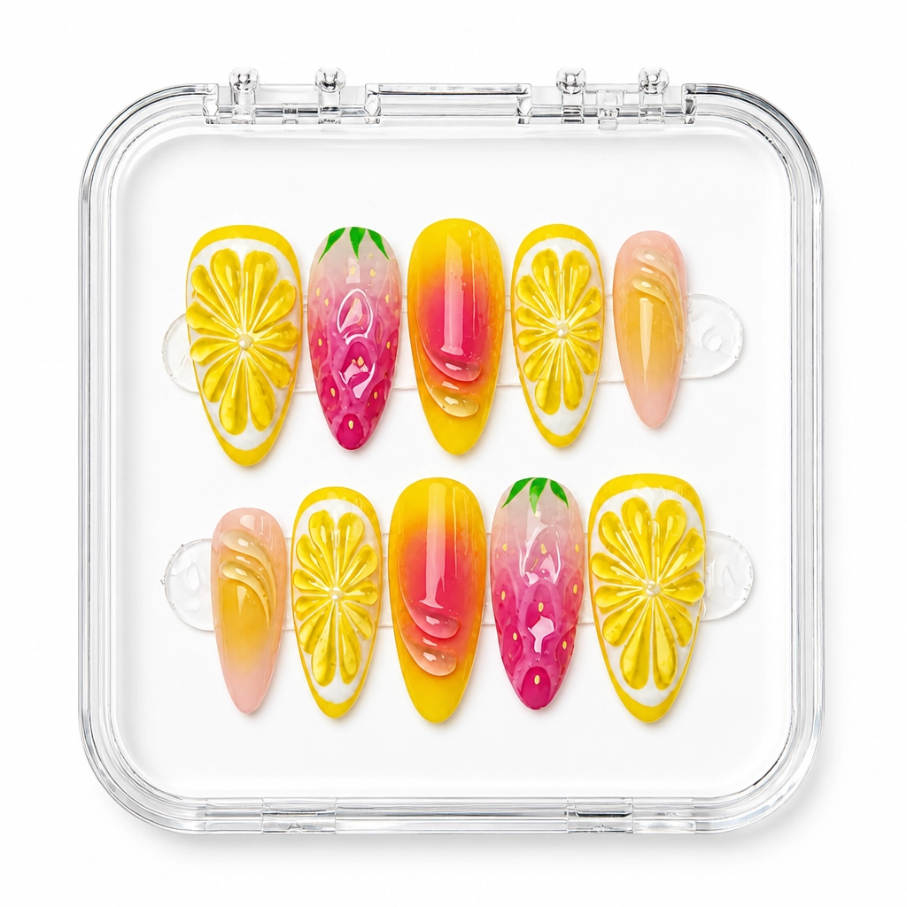 Press-on Nails Wholesale $7.90 Citrus Delight by Yabe Vietnam