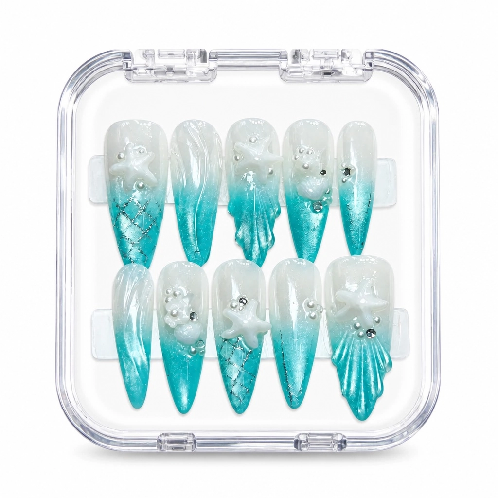 Press-on Nails Wholesale $7.90 Emerald Glimmer by Yabe Vietnam