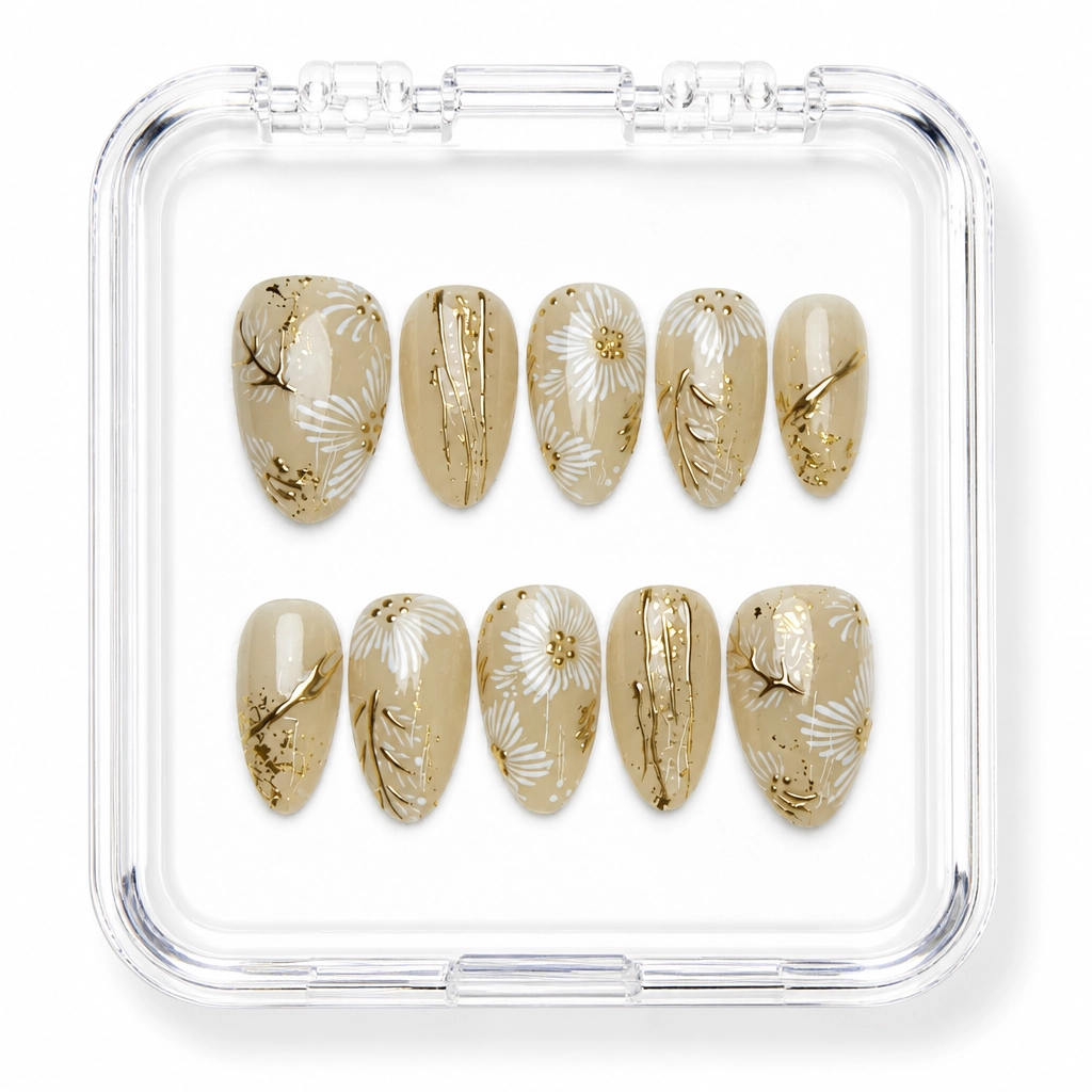 Press-on Nails Wholesale $7.90 Ivory Gilded Elegance by Yabe Vietnam