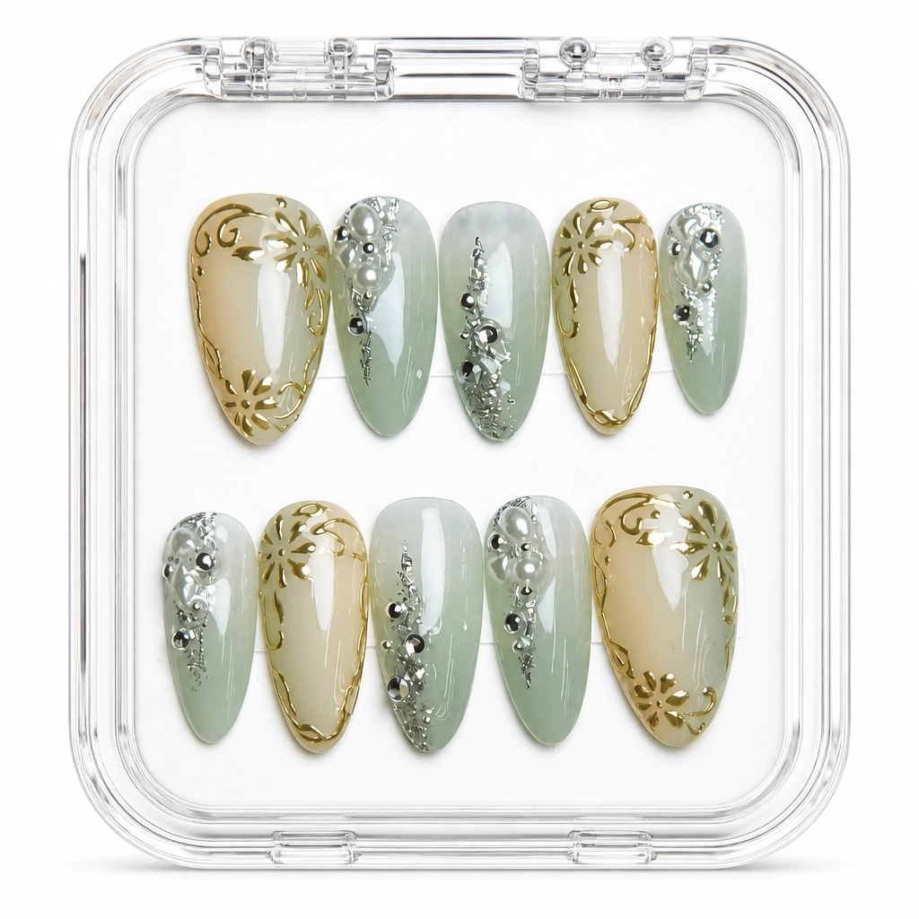 Press-on Nails Wholesale $7.90 Emerald Enchantment by Yabe Vietnam