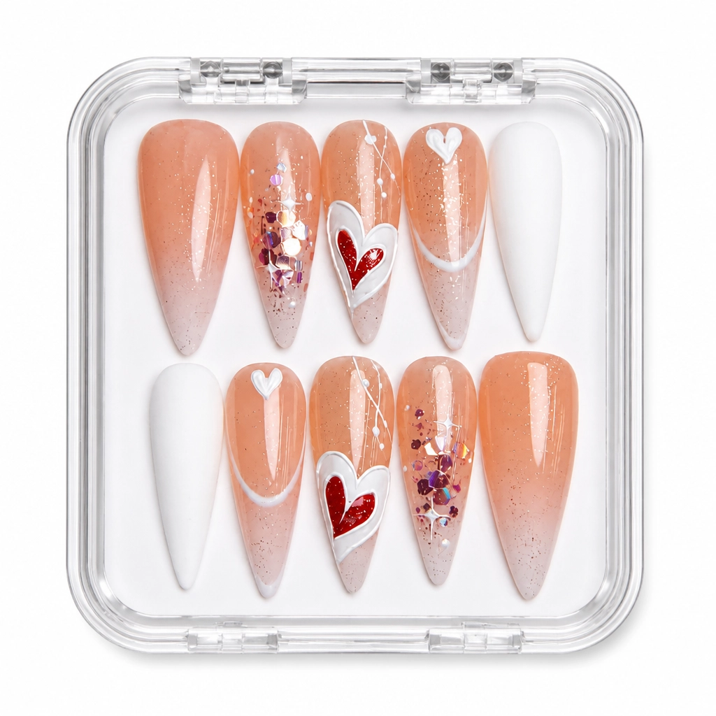 Press-on Nails Wholesale $7.90 Cupid's Glitter by Yabe Vietnam