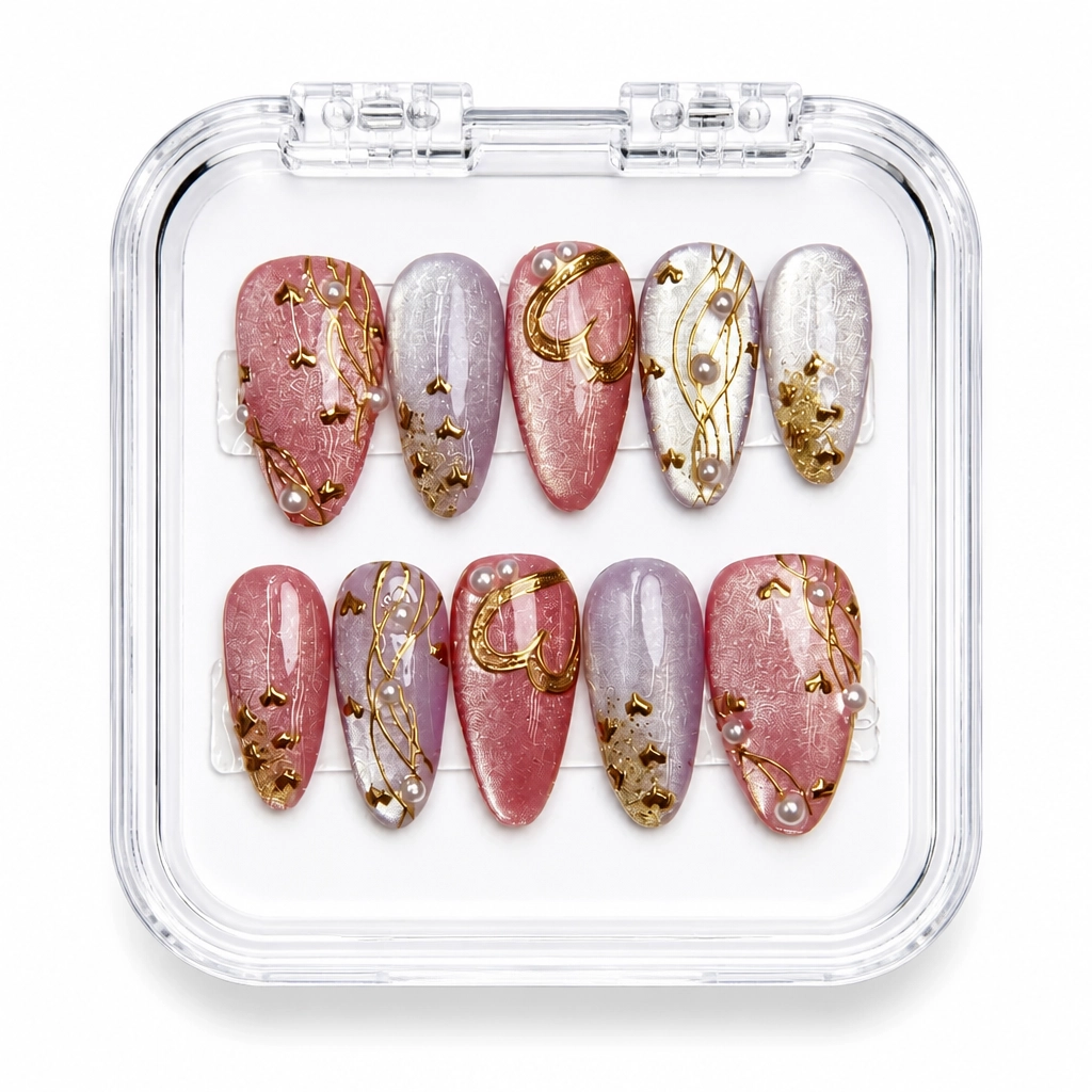 Press-on Nails Wholesale $7.90 Glitter Rose Luxe by Yabe Vietnam