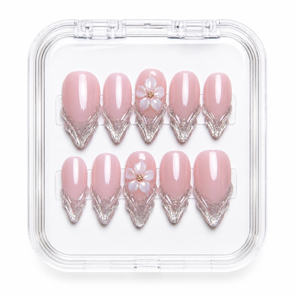 Press-on Nails Wholesale $7.90 Crystal Dusty Rose by Yabe Vietnam