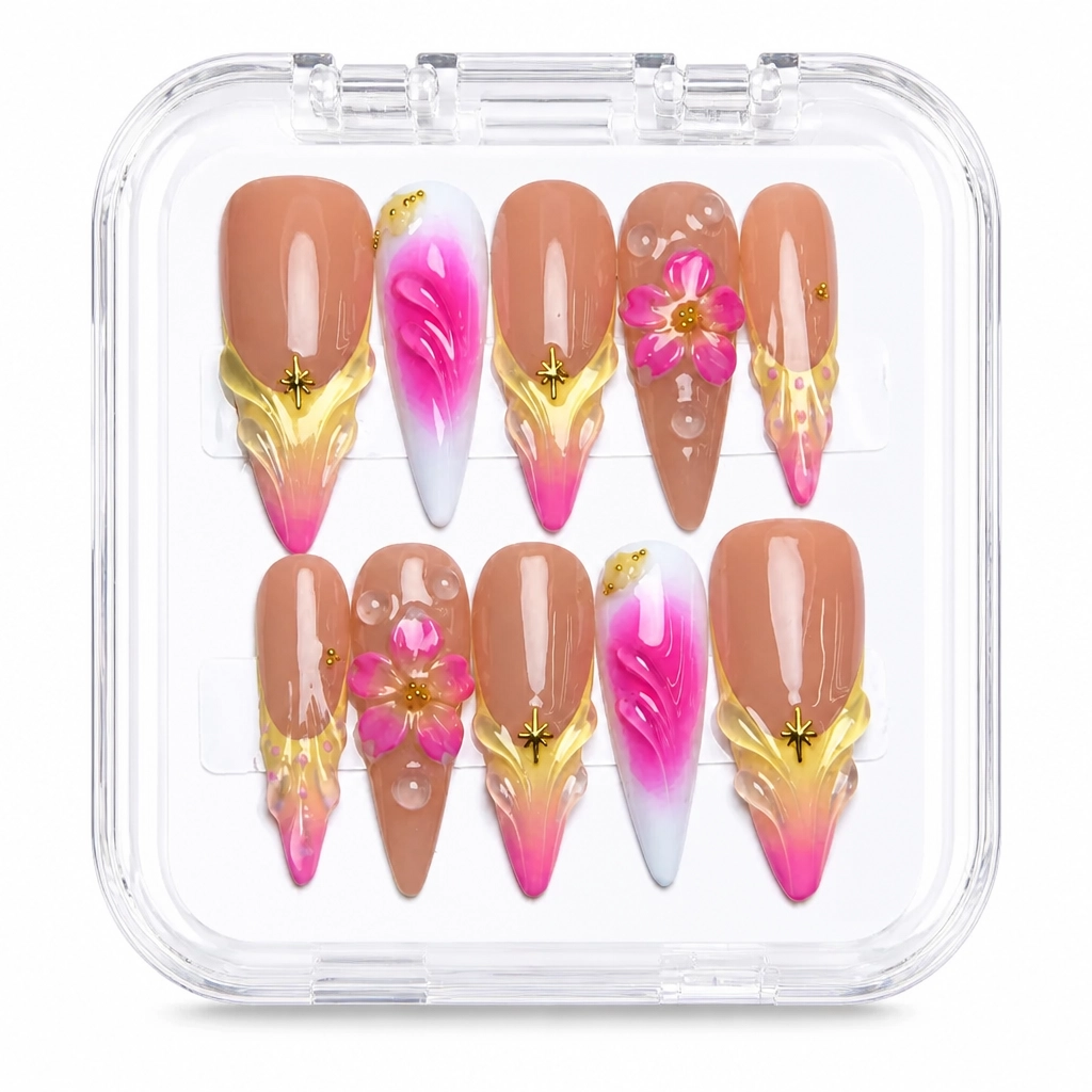 Press-on Nails Wholesale $7.90 Gilded Bloom by Yabe Vietnam