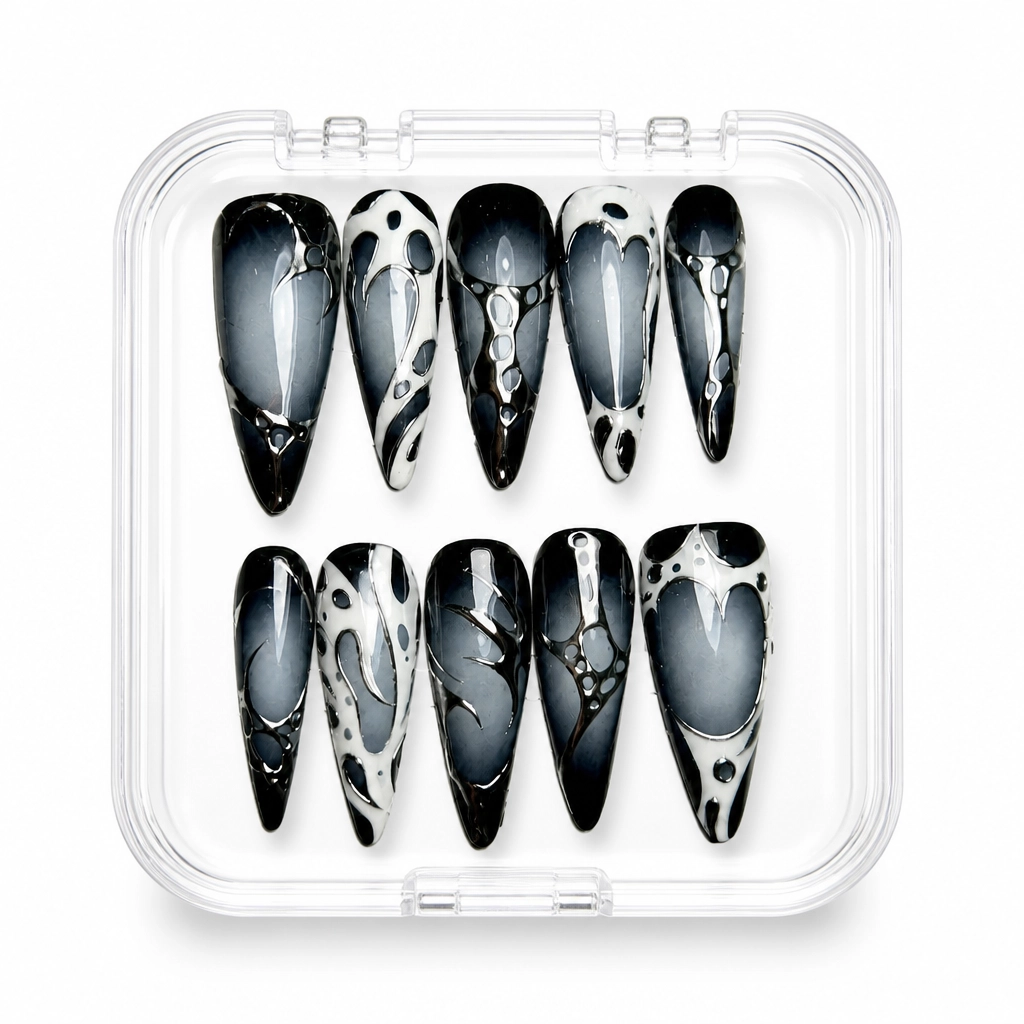 Press-on Nails Wholesale $7.90 Obsidian Elegance by Yabe Vietnam