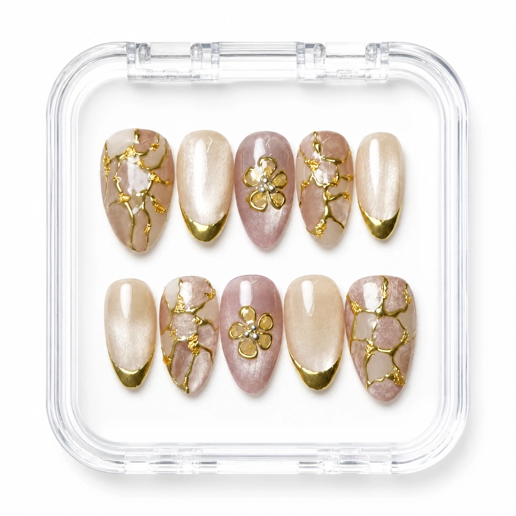 Press-on Nails Wholesale $7.90 Nude Gilded Glamour by Yabe Vietnam