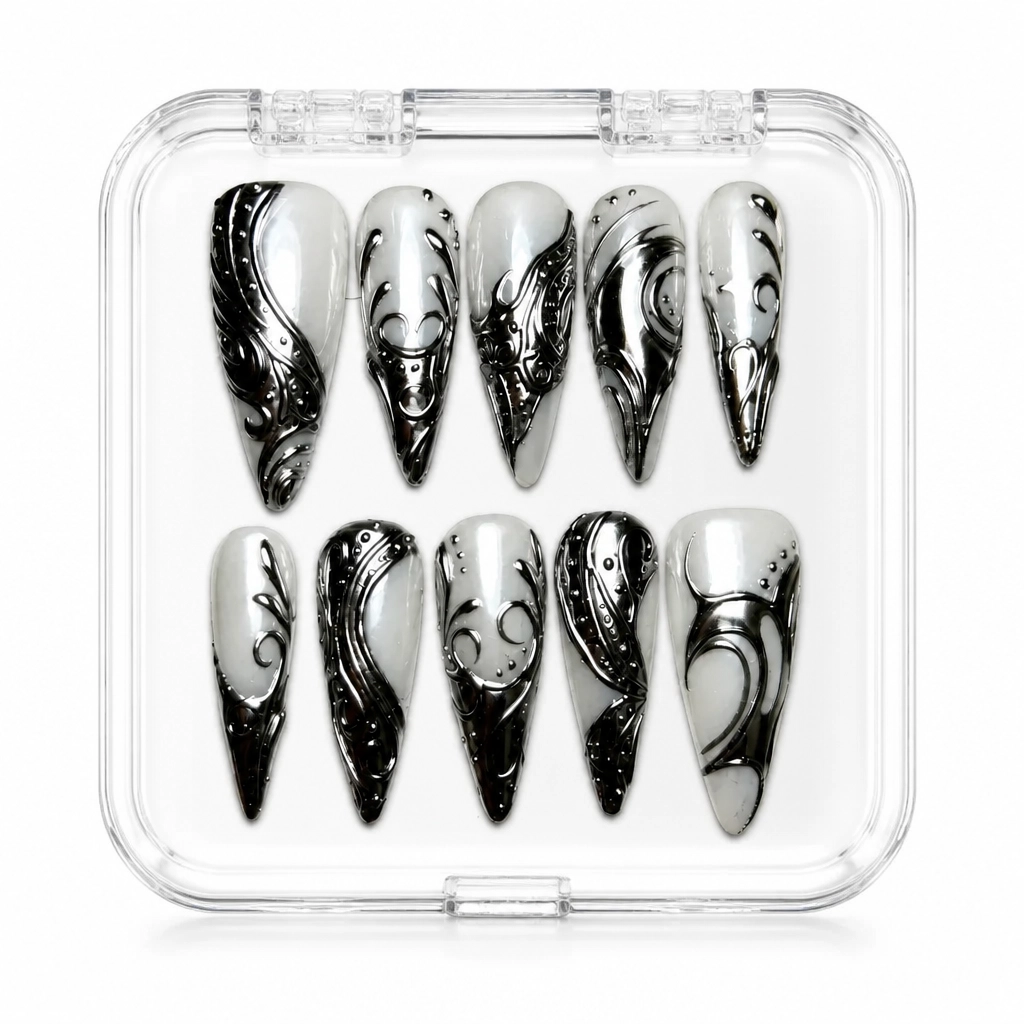 Press-on Nails Wholesale $7.90 Obsidian Veil by Yabe Vietnam