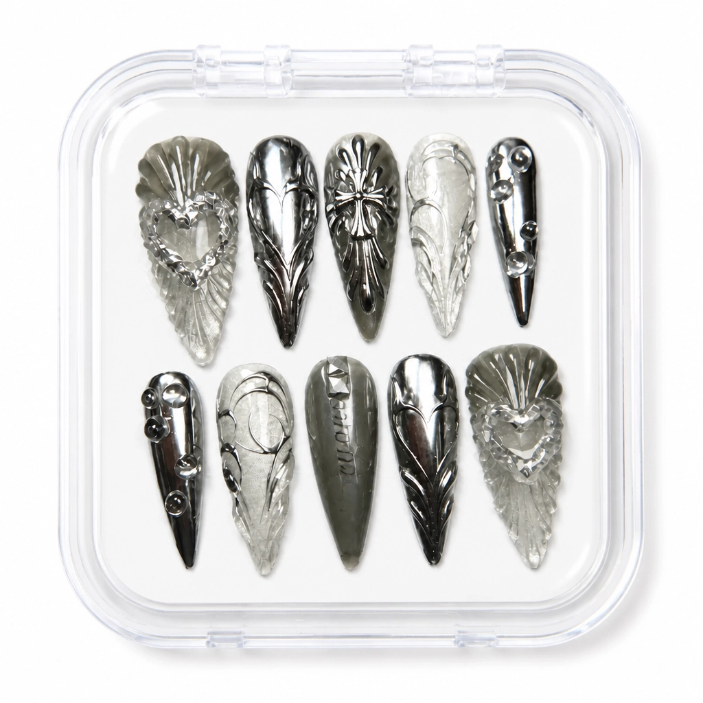 Press-on Nails Wholesale $7.90 Obsidian Feather Luxe by Yabe Vietnam