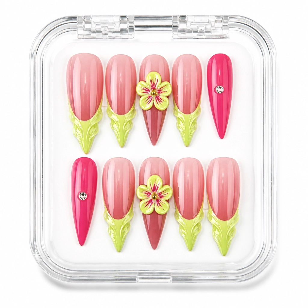 Press-on Nails Wholesale $7.90 Satin Botanical Blush by Yabe Vietnam