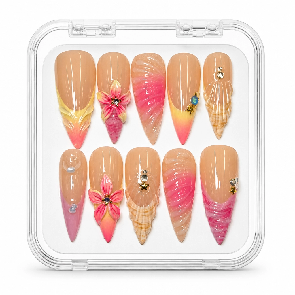 Press-on Nails Wholesale $7.90 Floral Gradient Elegance by Yabe Vietnam