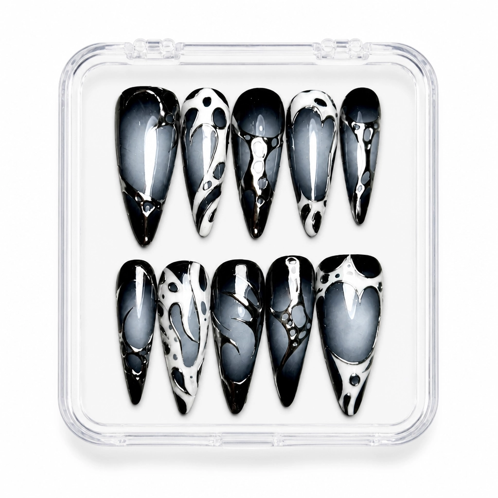 Press-on Nails Wholesale $7.90 Royal Obsidian Elegance by Yabe Vietnam