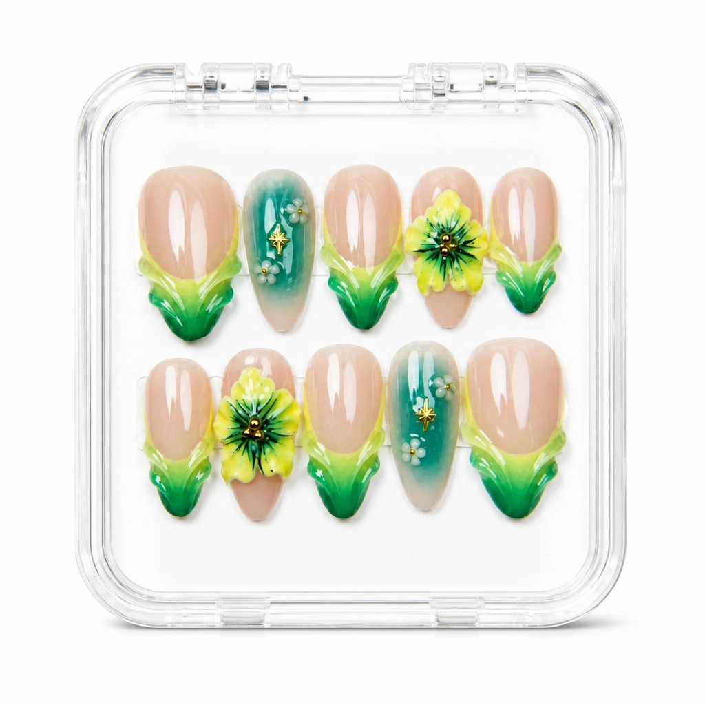 Press-on Nails Wholesale $7.90 Sunflower Serenity by Yabe Vietnam