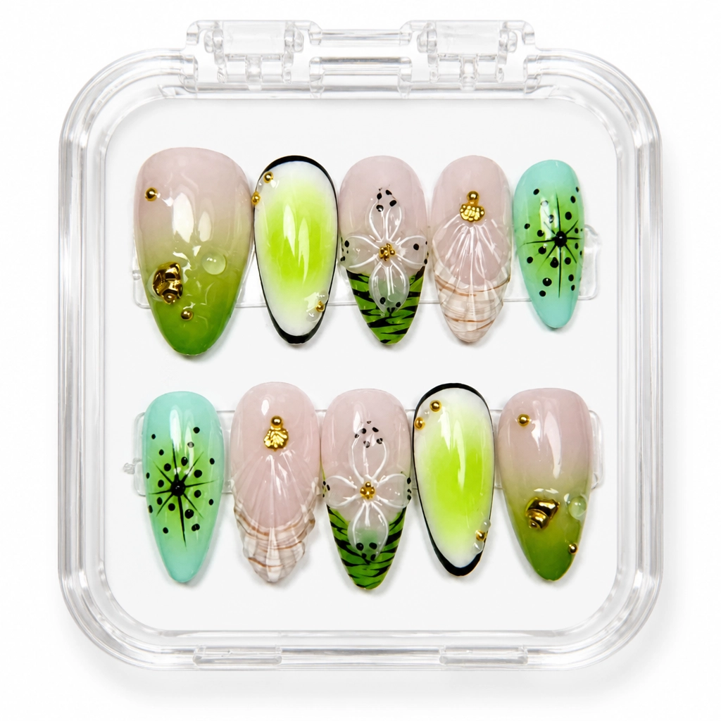 Press-on Nails Wholesale $7.90 Satin Floral Elegance by Yabe Vietnam