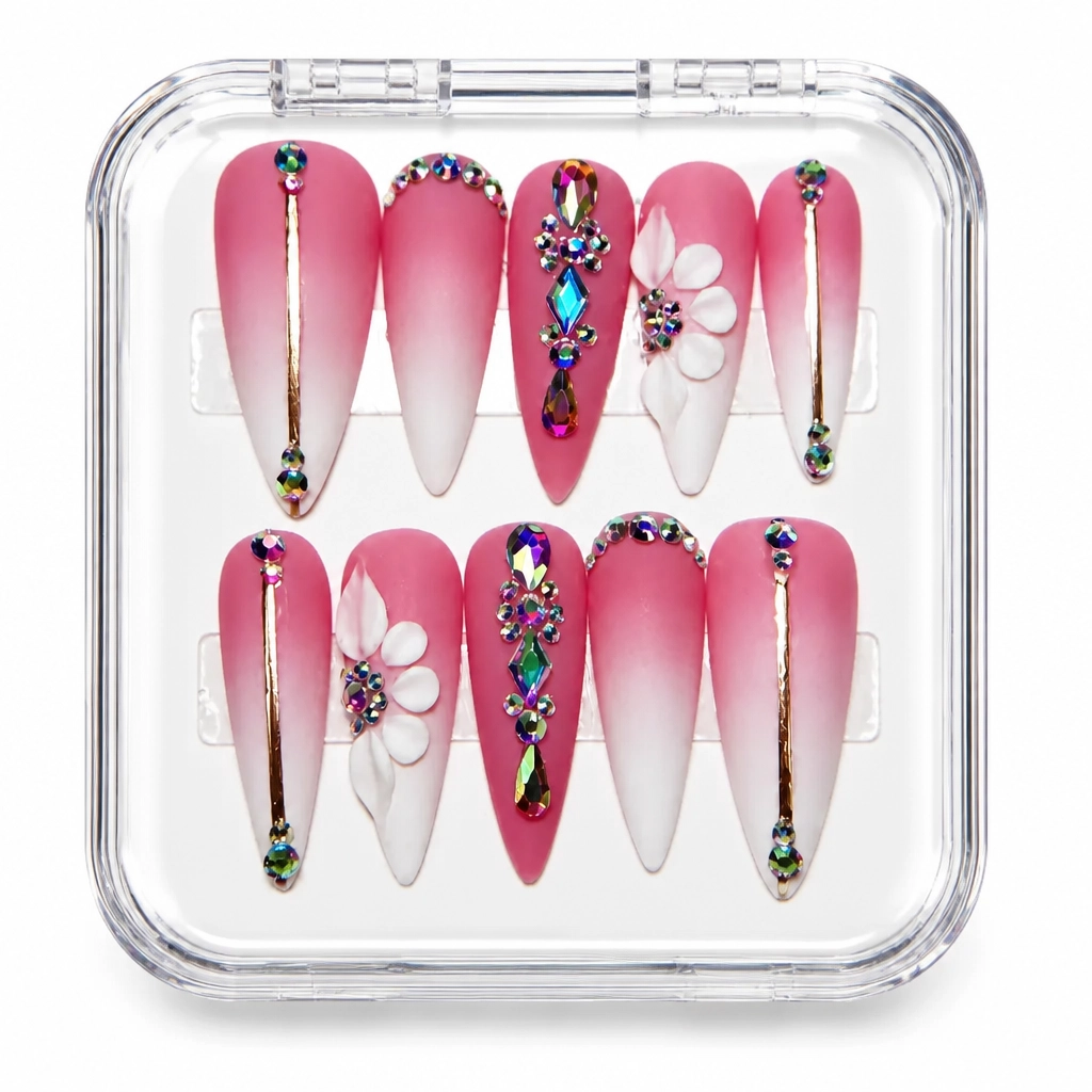 Press-on Nails Wholesale $7.90 Jeweled Blossom by Yabe Vietnam