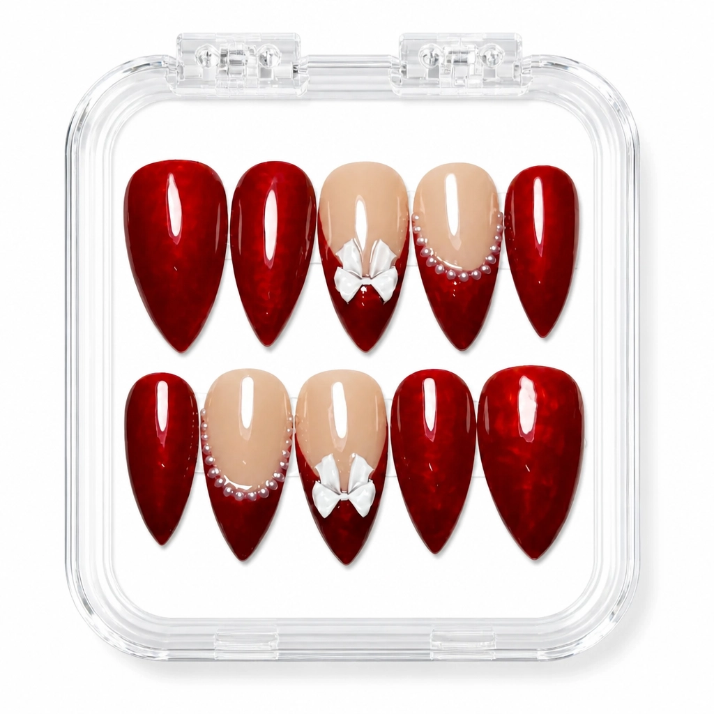 Press-on Nails Wholesale $7.90 Royal Crimson Elegance by Yabe Vietnam