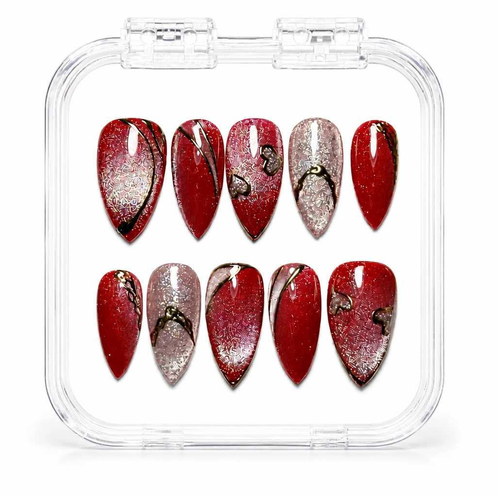 Press-on Nails Wholesale $7.90 Crimson Shimmer by Yabe Vietnam