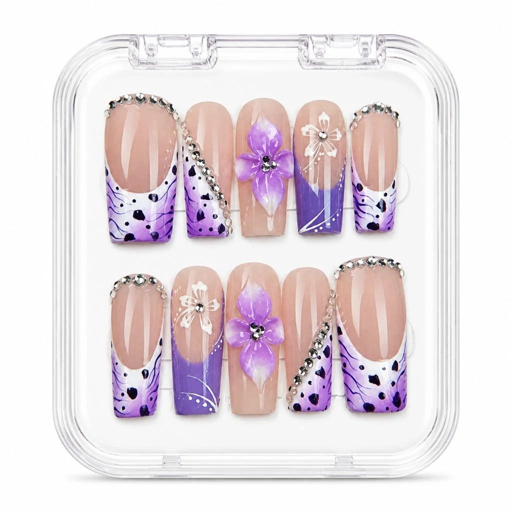 Press-on Nails Wholesale $7.90 Violet Leopard Chic by Yabe Vietnam