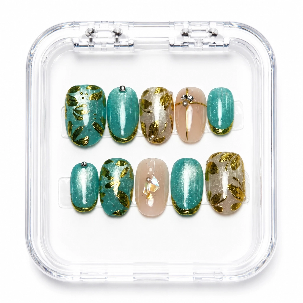 Press-on Nails Wholesale $7.90 Emerald Elegance by Yabe Vietnam