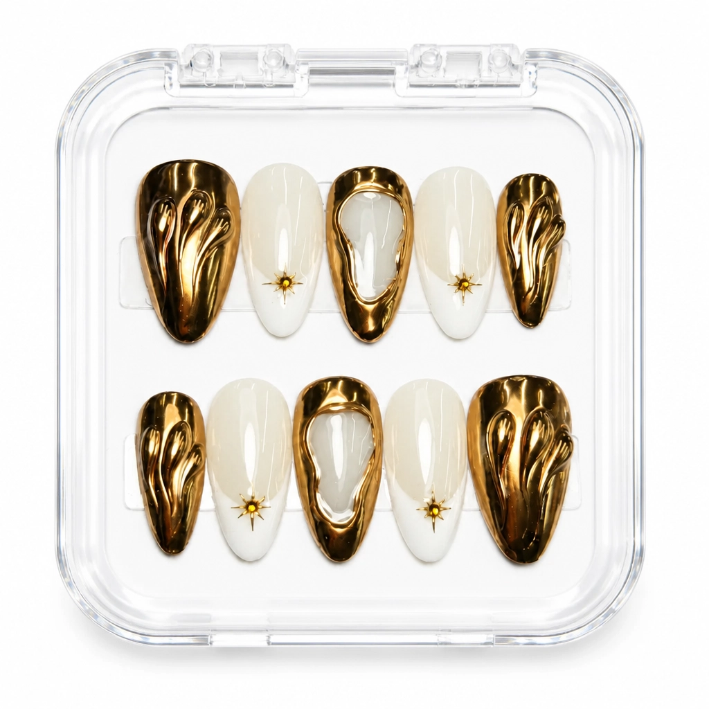 Press-on Nails Wholesale $7.90 Gilded Elegance by Yabe Vietnam