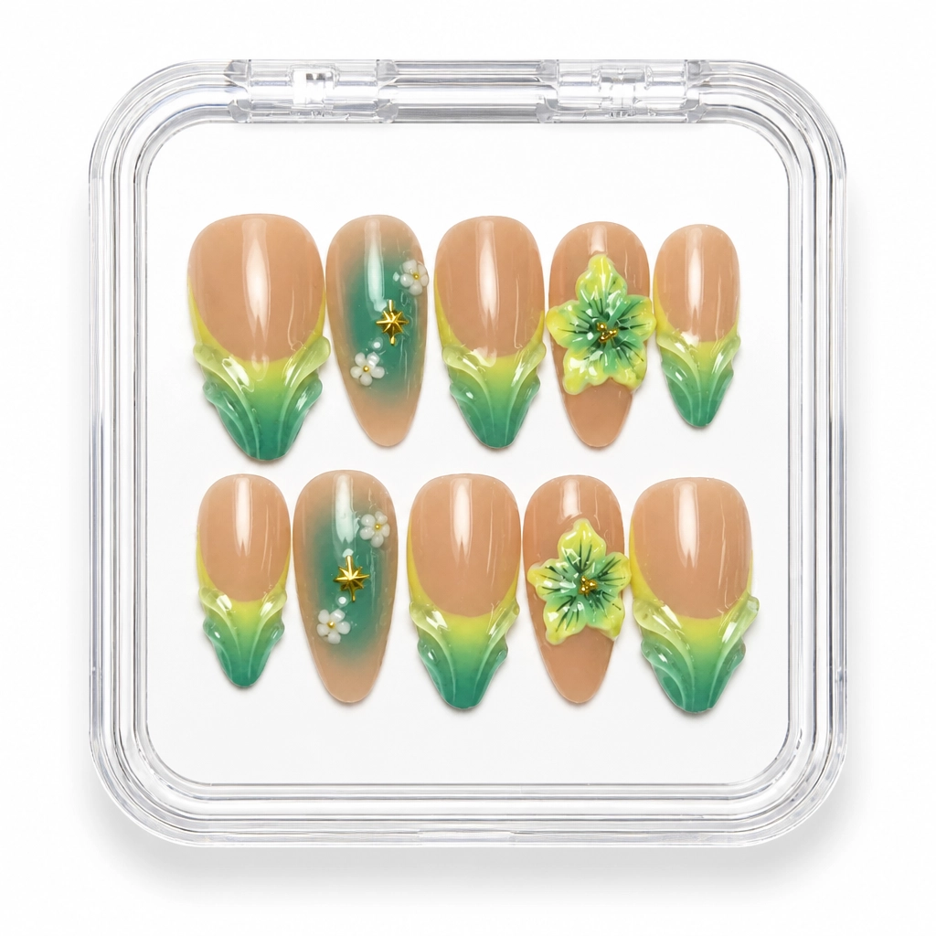 Press-on Nails Wholesale $7.90 Botanical Bloom by Yabe Vietnam