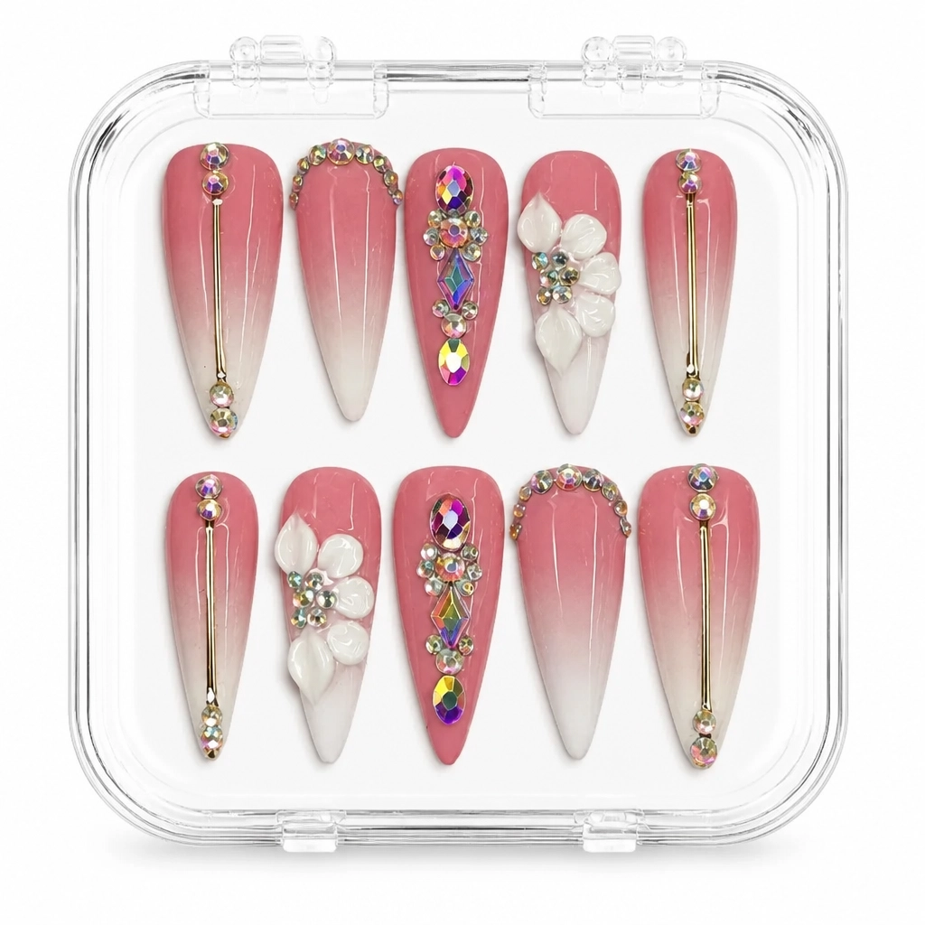 Press-on Nails Wholesale $7.90 Ombre Jewel Stiletto by Yabe Vietnam