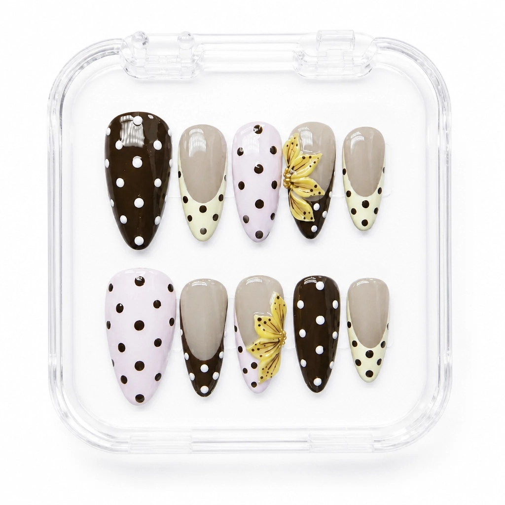 Press-on Nails Wholesale $7.90 Mocha Blossom by Yabe Vietnam