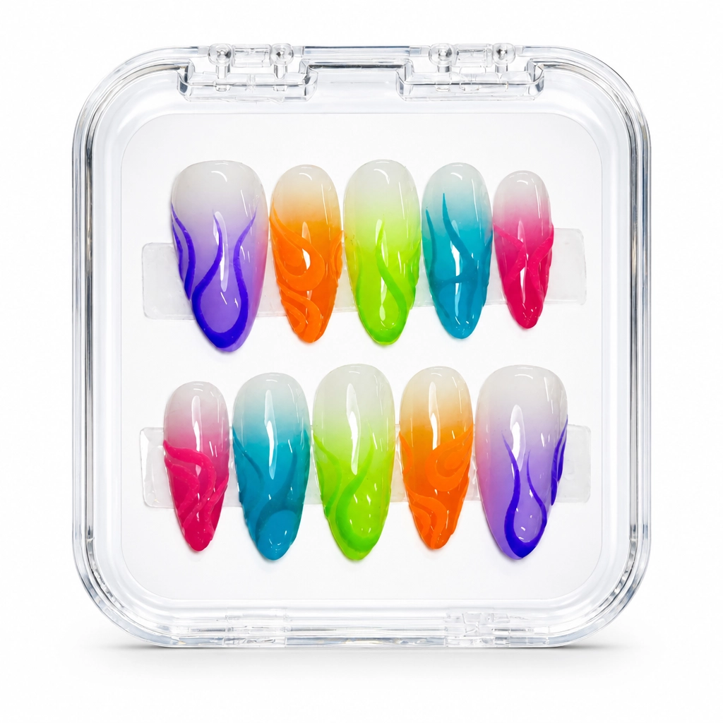 Press-on Nails Wholesale $7.90 Neon Swirl Delight by Yabe Vietnam