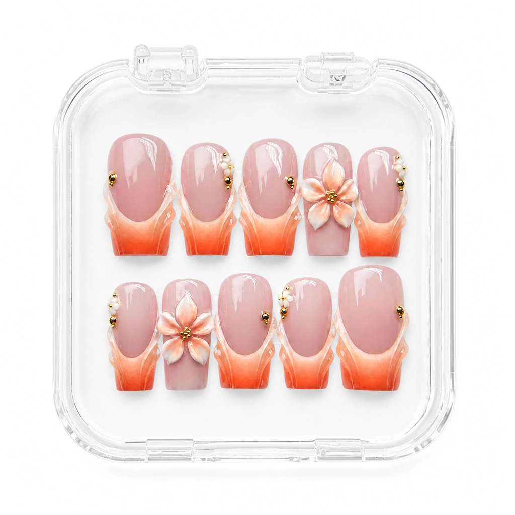 Press-on Nails Wholesale $7.90 Coral Bloom by Yabe Vietnam