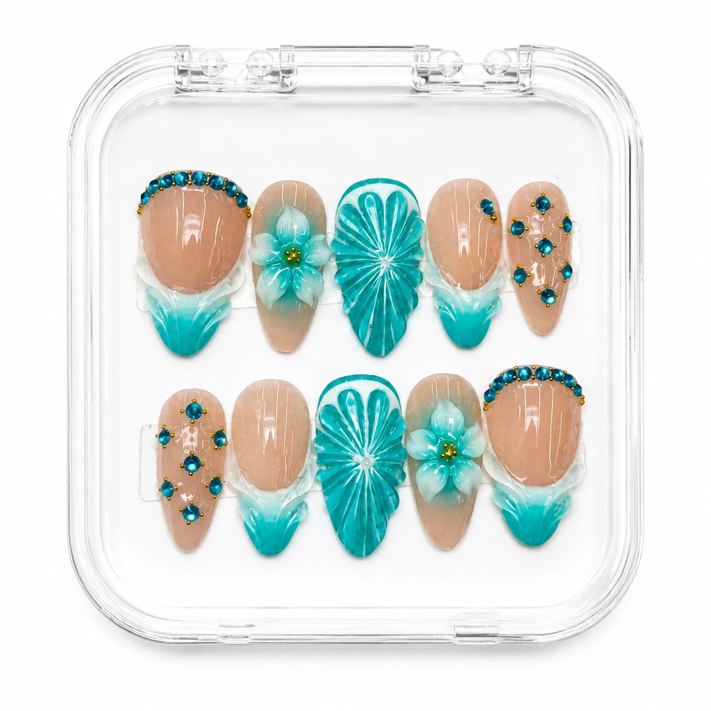 Press-on Nails Wholesale $7.90 Oceanic Bloom by Yabe Vietnam