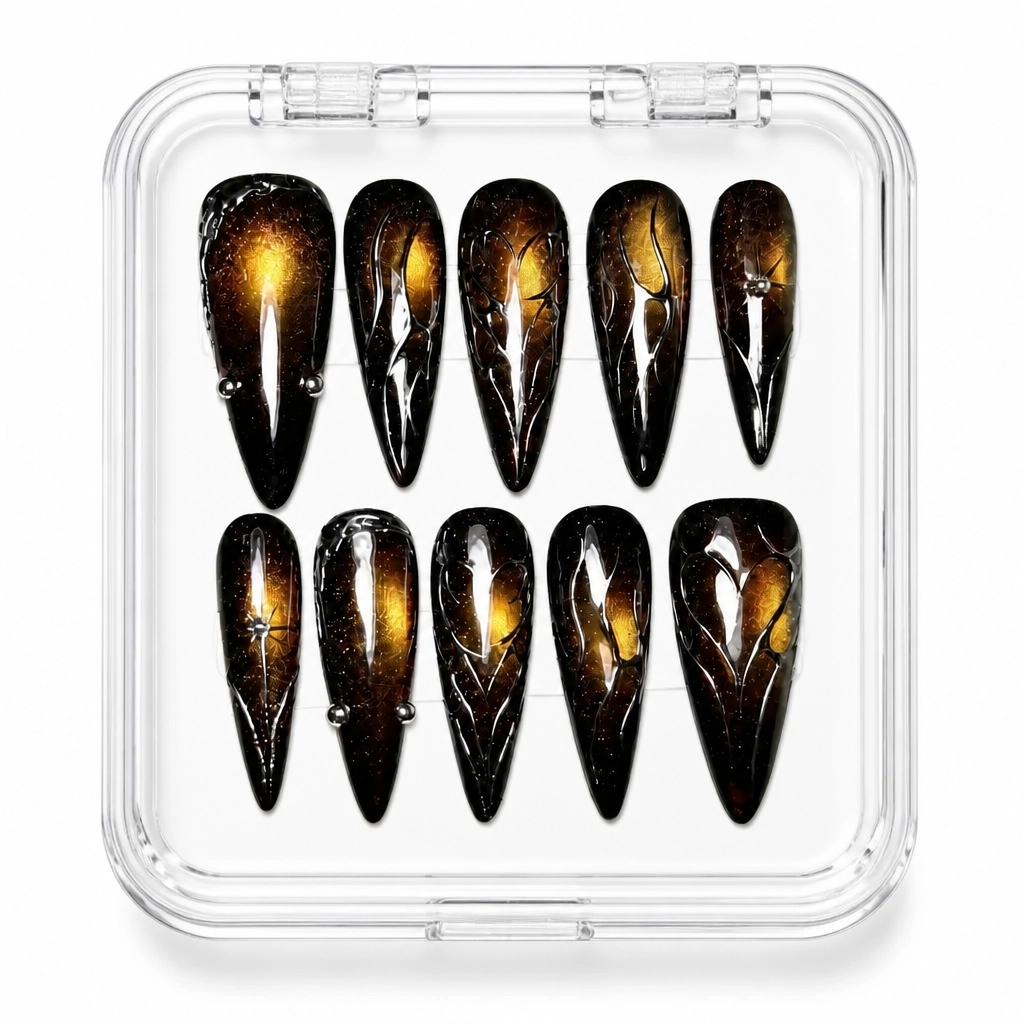 Press-on Nails Wholesale $7.90 Amber Chrome Elegance by Yabe Vietnam