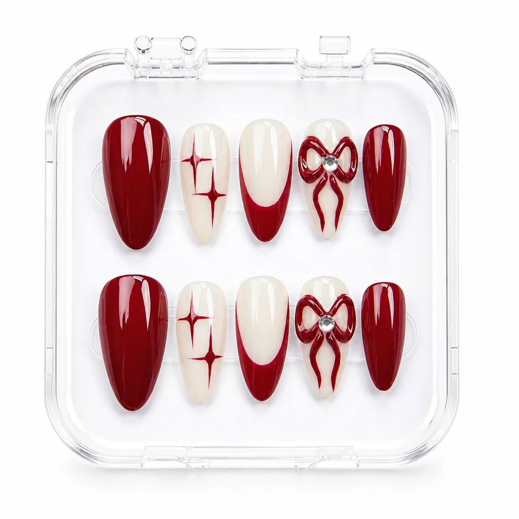 Press-on Nails Wholesale $7.90 Crimson Coquette by Yabe Vietnam