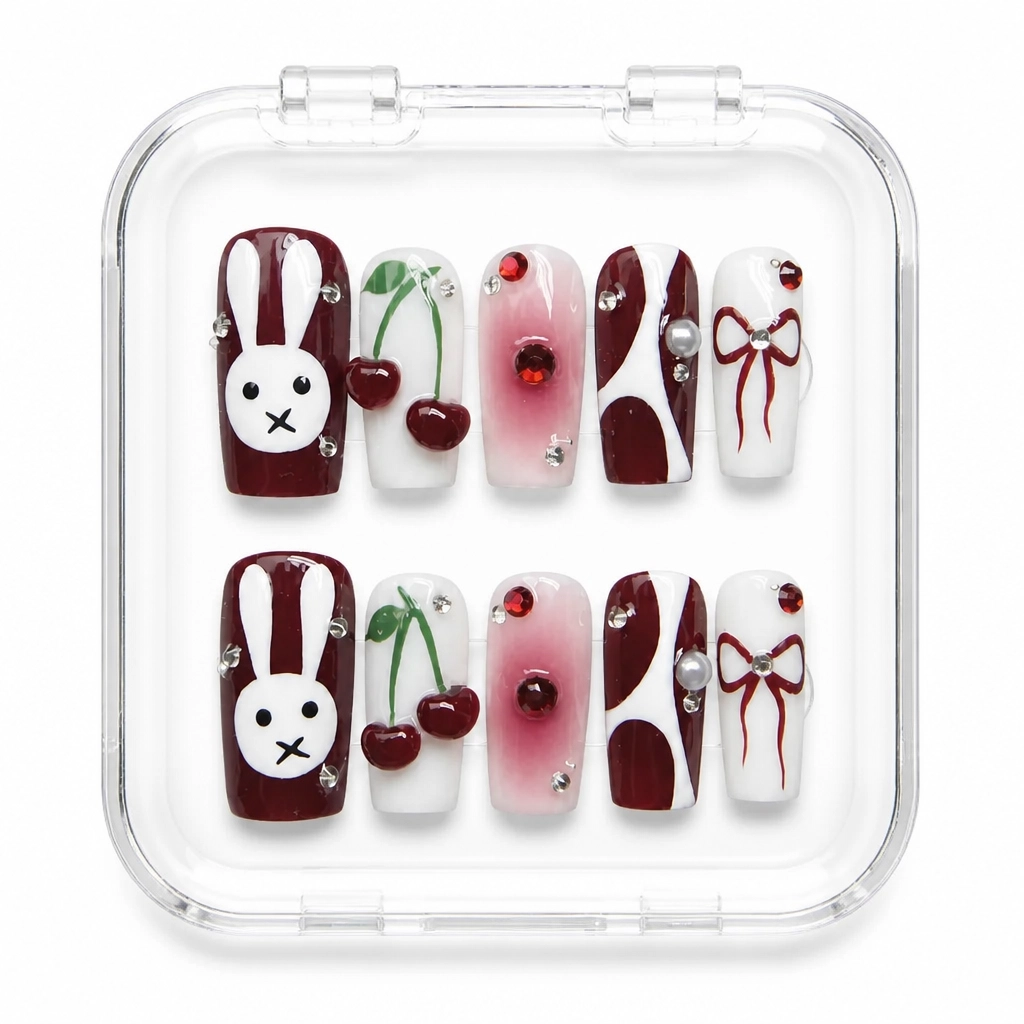 Press-on Nails Wholesale $7.90 Cherry Bunny Bliss by Yabe Vietnam