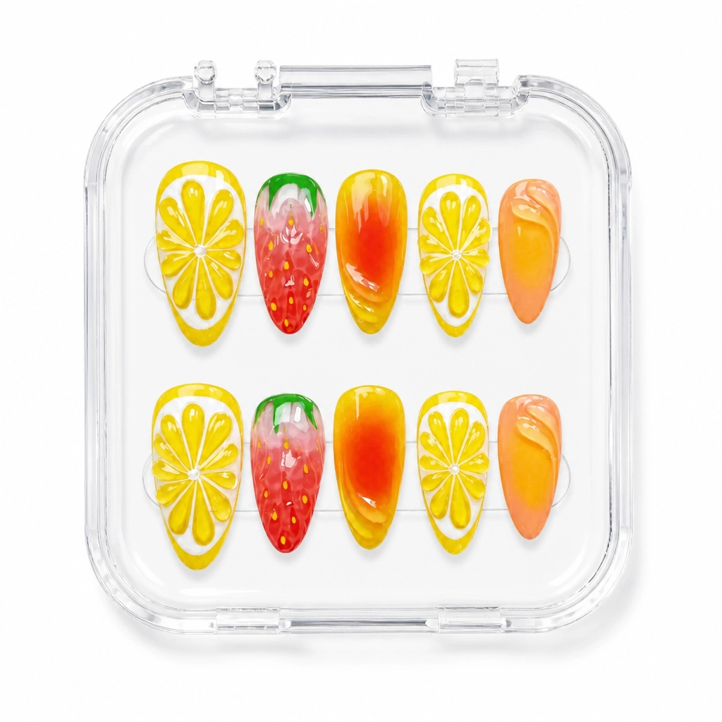 Press-on Nails Wholesale $7.90 Citrus Delight by Yabe Vietnam