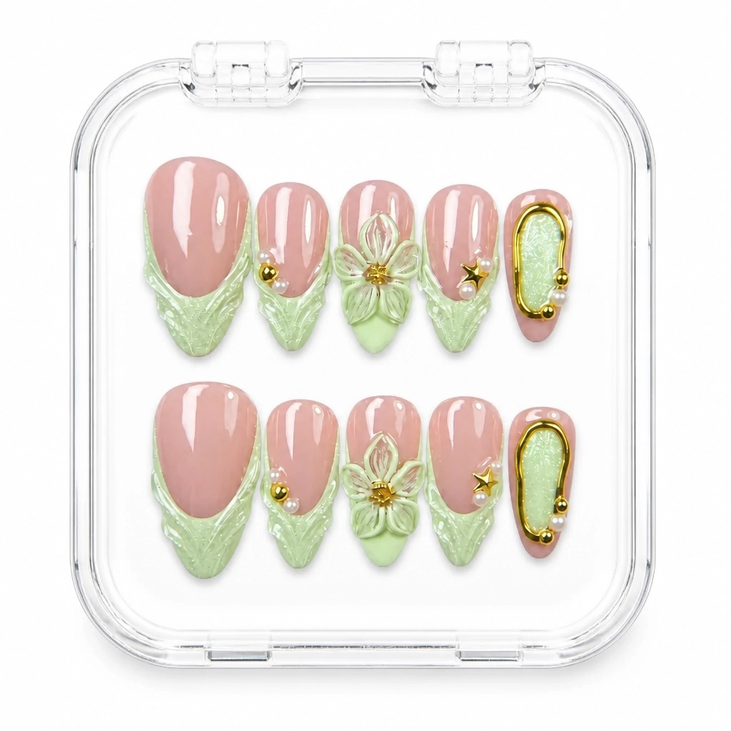 Press-on Nails Wholesale $7.90 Pistachio Blossom by Yabe Vietnam