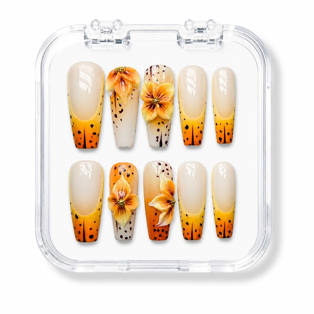 Press-on Nails Wholesale $7.90 Safari Sunset Bloom by Yabe Vietnam