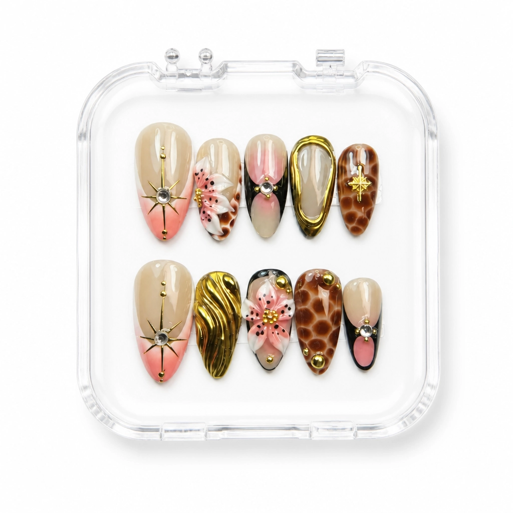 Press-on Nails Wholesale $7.90 Golden Blossom by Yabe Vietnam