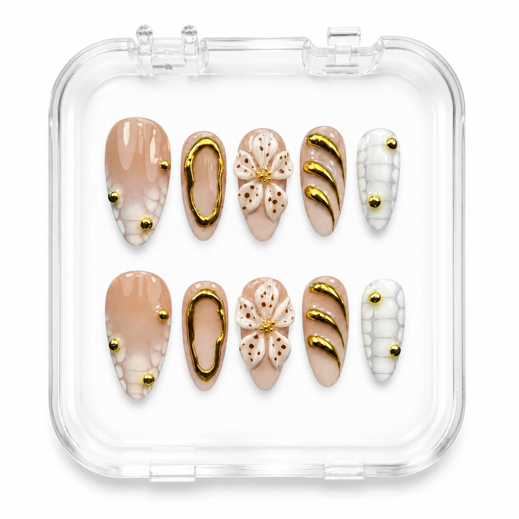 Press-on Nails Wholesale $7.90 Golden Bloom by Yabe Vietnam