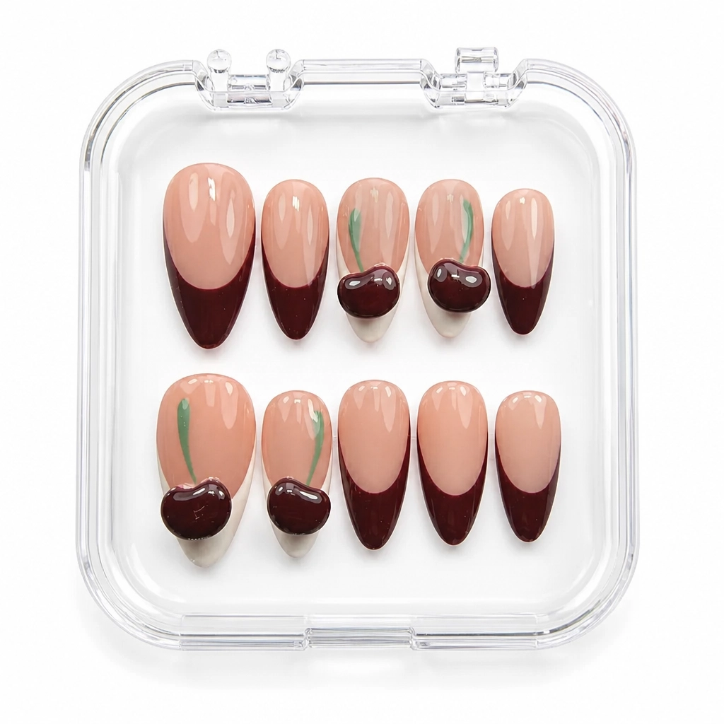 Press-on Nails Wholesale $7.90 Cherry Wine Delight by Yabe Vietnam