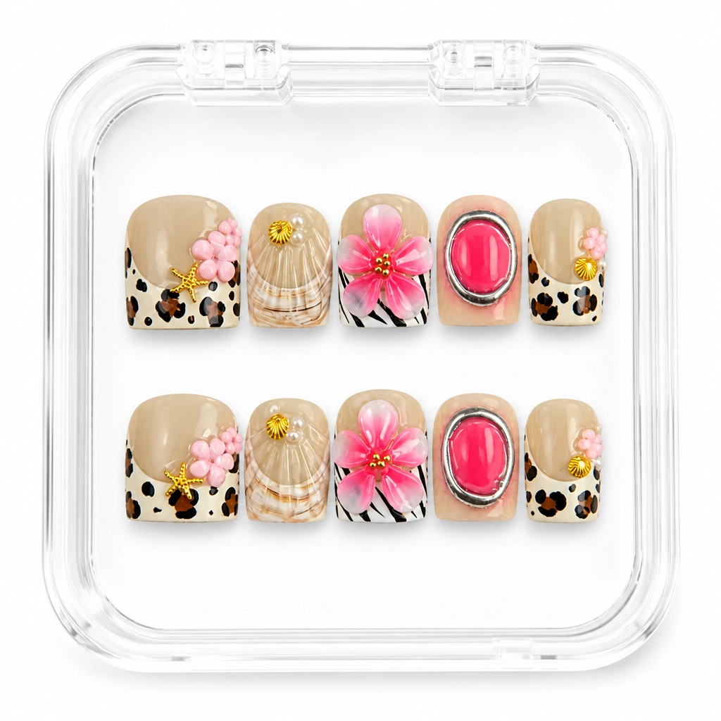 Press-on Nails Wholesale $7.90 Floral Safari by Yabe Vietnam