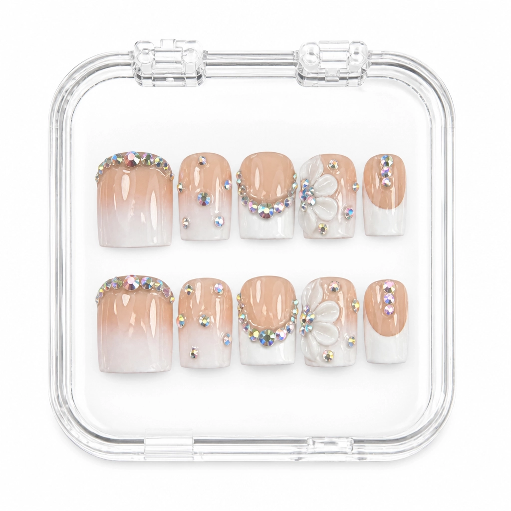 Press-on Nails Wholesale $7.90 Floral Crystal Dream by Yabe Vietnam