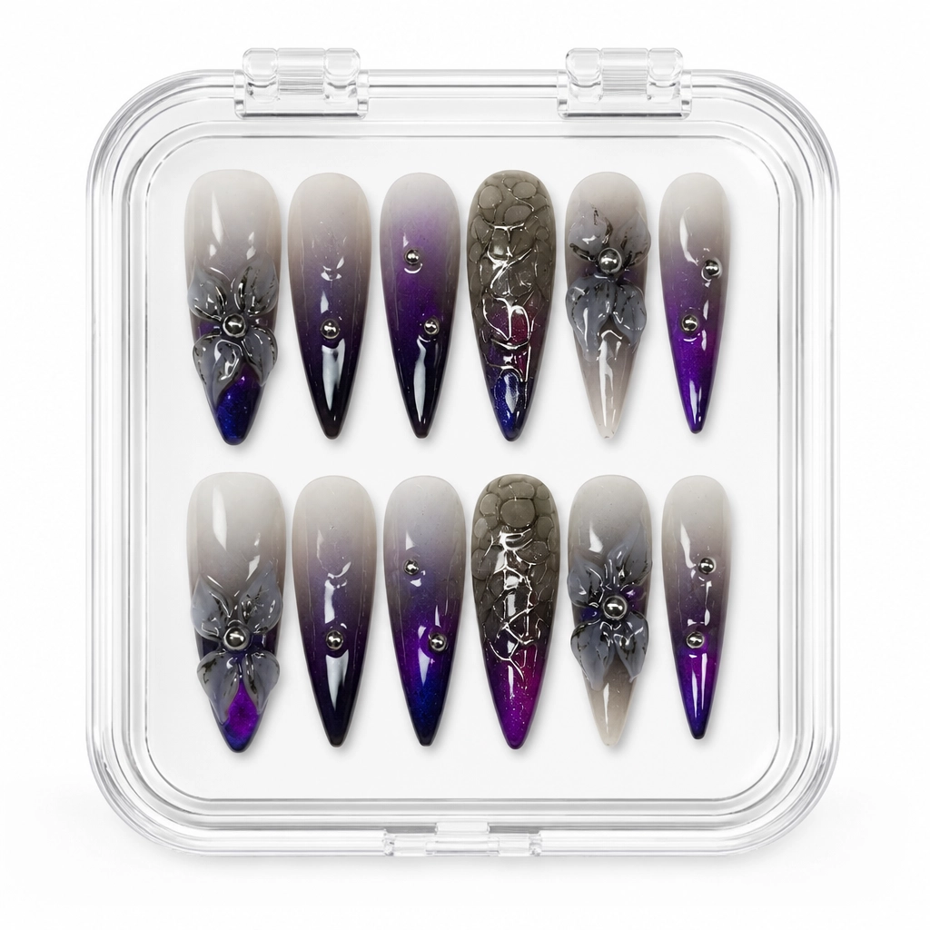 Press-on Nails Wholesale $7.90 Amethyst Bloom by Yabe Vietnam