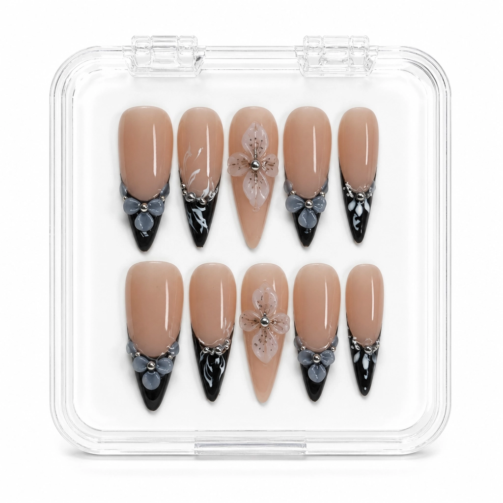 Press-on Nails Wholesale $7.90 Slate Blue Bloom by Yabe Vietnam