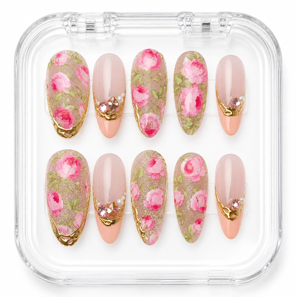 Press-on Nails Wholesale $7.90 Victorian Rose Elegance by Yabe Vietnam