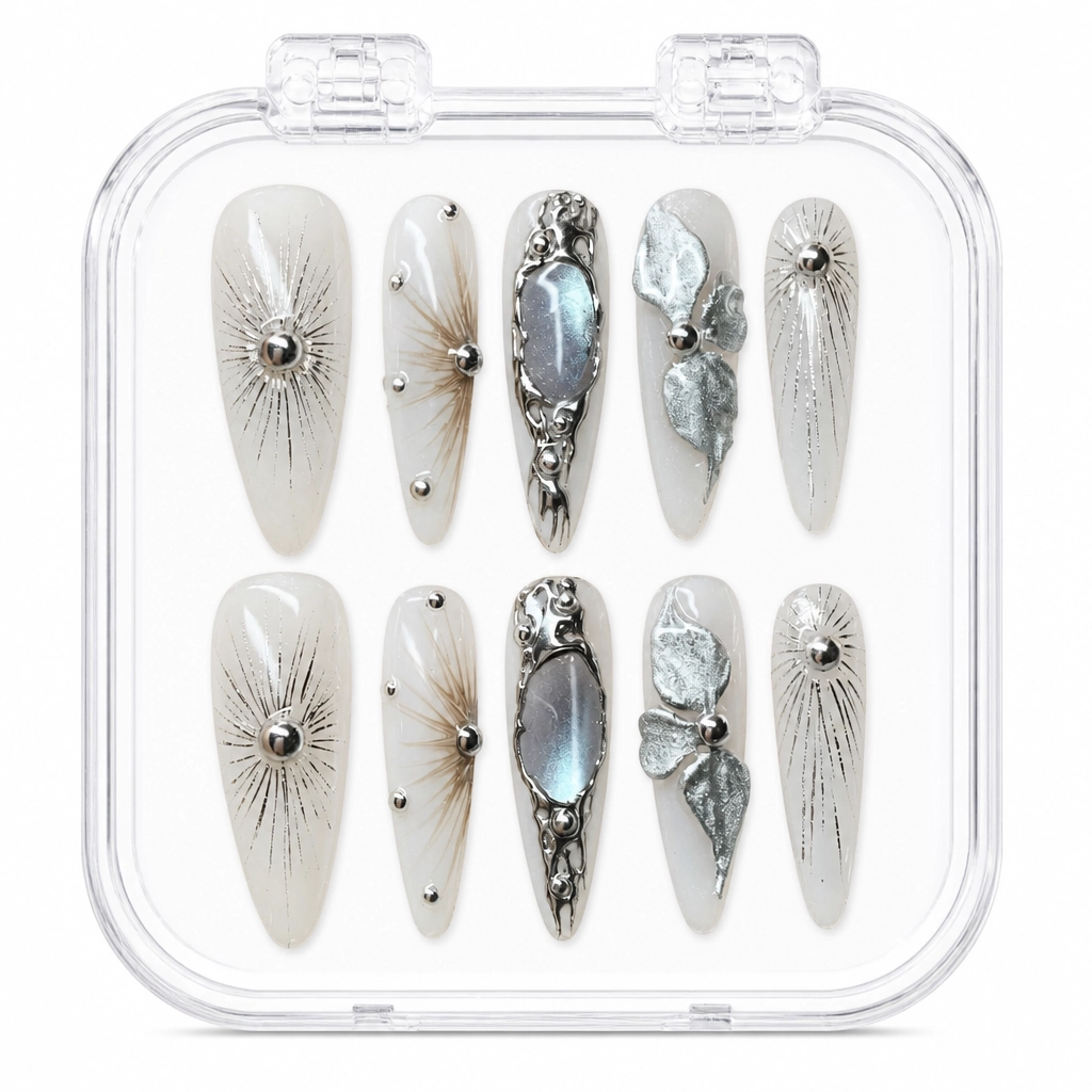 Press-on Nails Wholesale $7.90 Celestial Silver by Yabe Vietnam