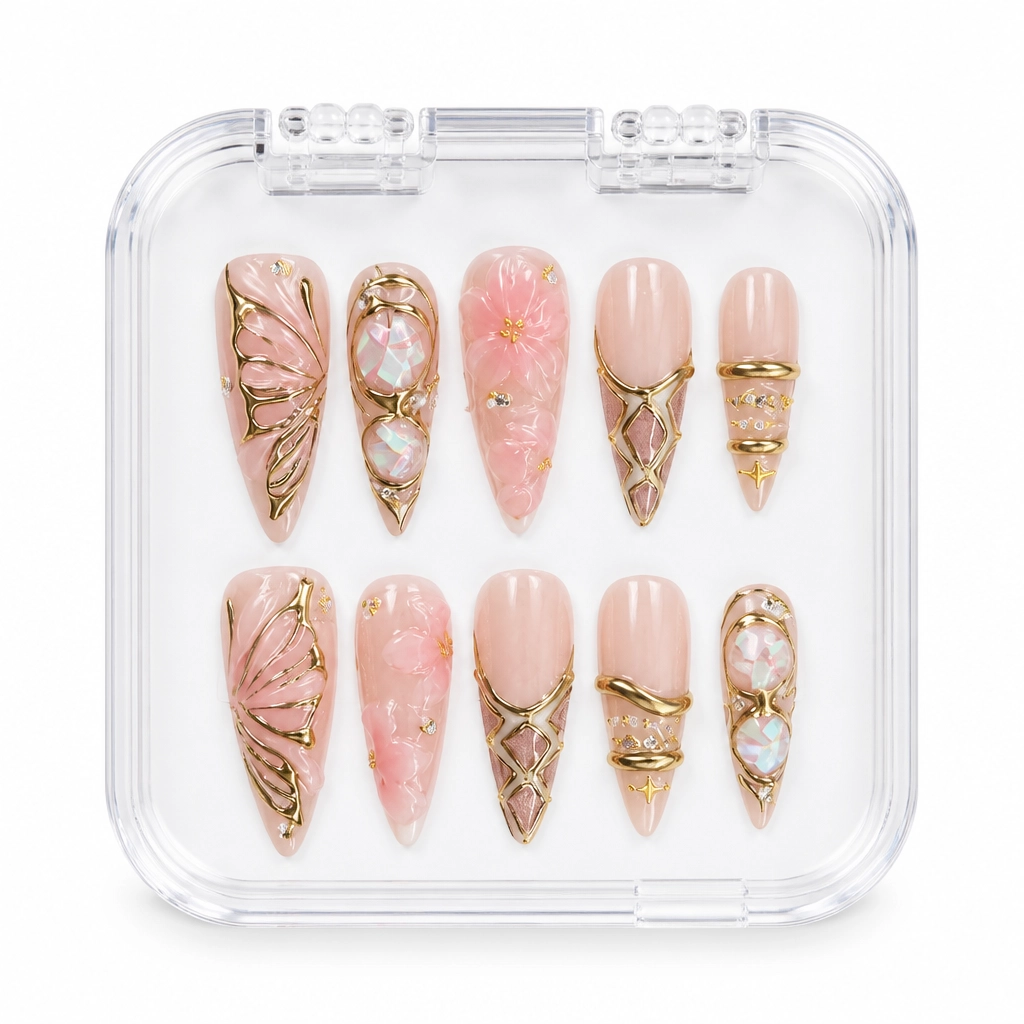 Press-on Nails Wholesale $7.90 Blossom Queen Wings by Yabe Vietnam
