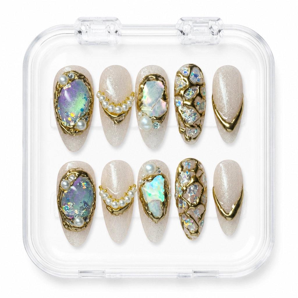 Press-on Nails Wholesale $7.90 Golden Mermaid Pearl by Yabe Vietnam