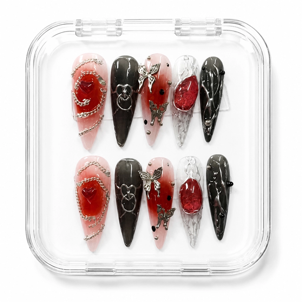 Press-on Nails Wholesale $7.90 Crimson Glamour by Yabe Vietnam