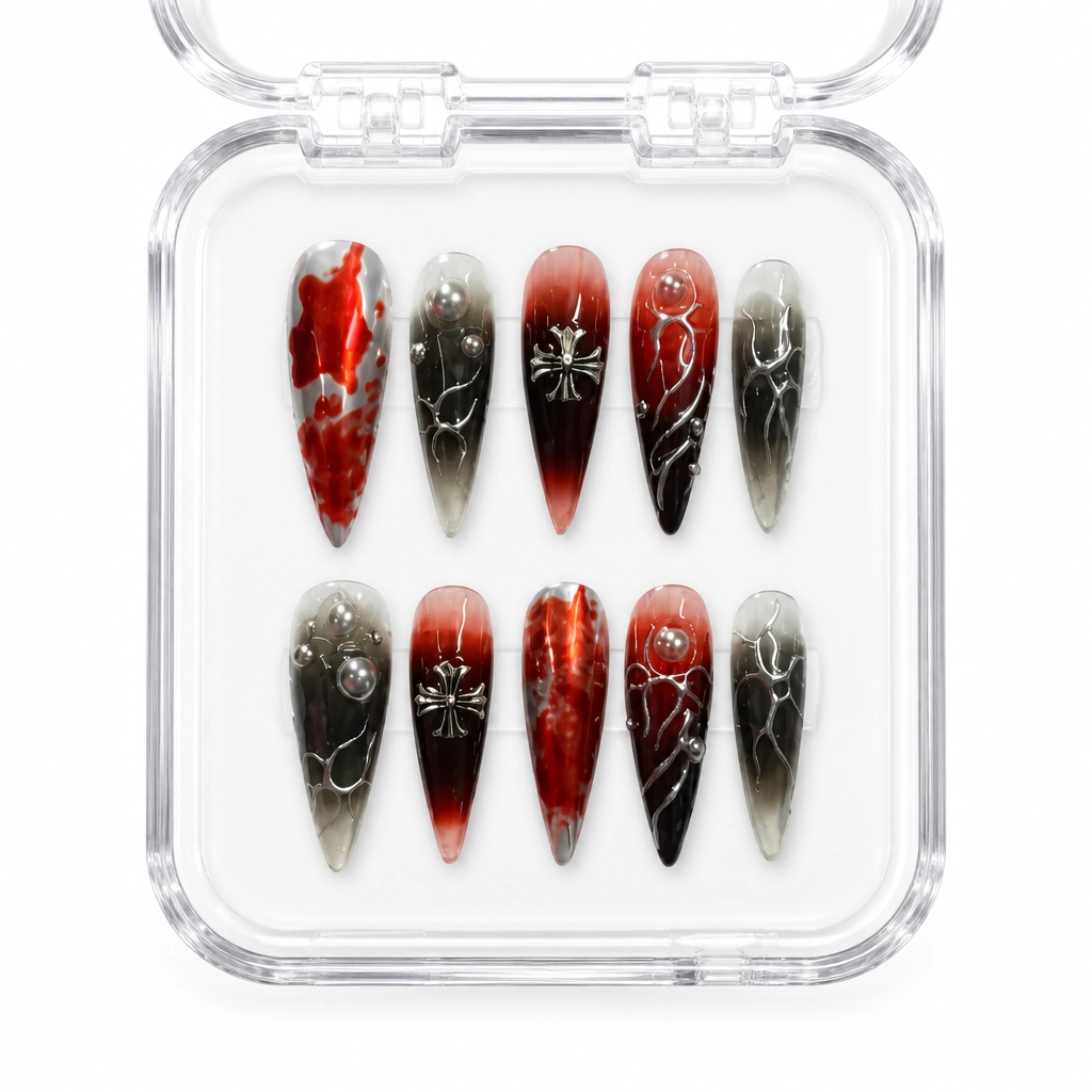 Press-on Nails Wholesale $7.90 Crimson Elegance by Yabe Vietnam