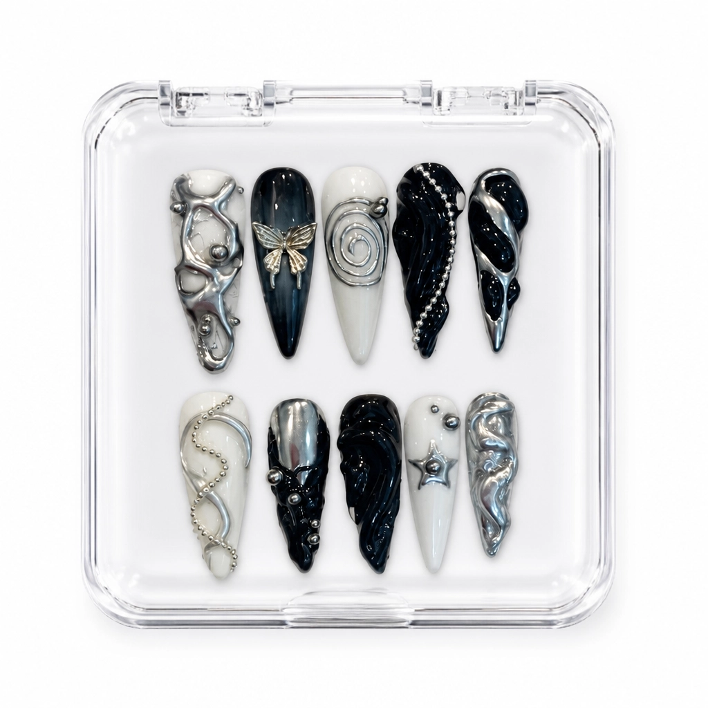 Press-on Nails Wholesale $7.90 Obsidian Serpent by Yabe Vietnam