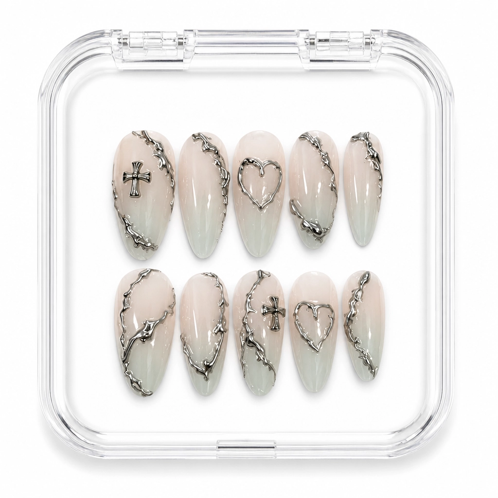 Press-on Nails Wholesale $7.90 Beige Crystalline Elegance by Yabe Vietnam